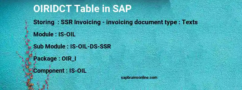SAP OIRIDCT table