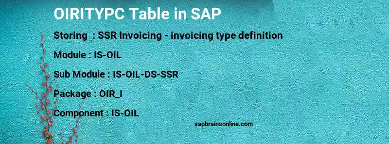 SAP OIRITYPC table