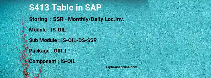 SAP S413 table