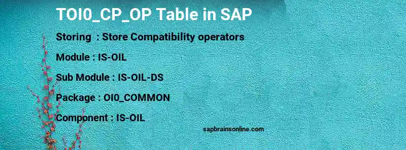 SAP TOI0_CP_OP table