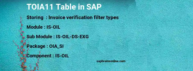 SAP TOIA11 table