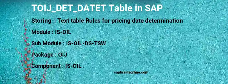SAP TOIJ_DET_DATET table