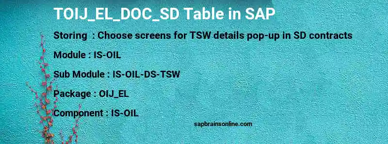 SAP TOIJ_EL_DOC_SD table