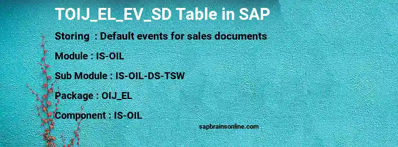 SAP TOIJ_EL_EV_SD table
