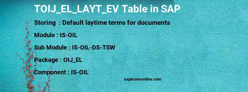 SAP TOIJ_EL_LAYT_EV table