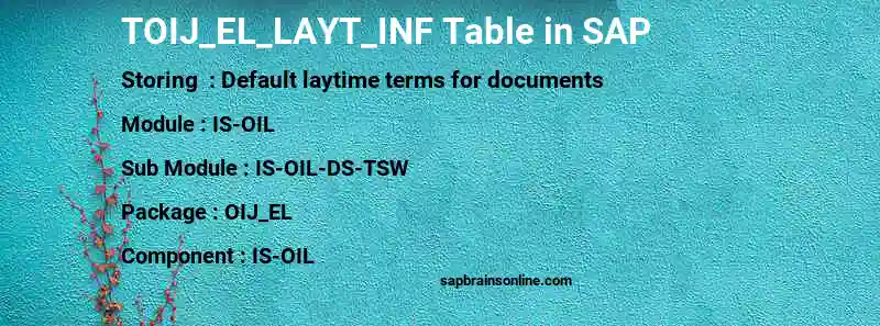 SAP TOIJ_EL_LAYT_INF table