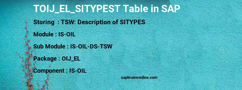 SAP TOIJ_EL_SITYPEST table