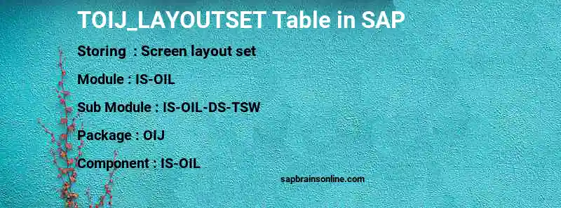SAP TOIJ_LAYOUTSET table