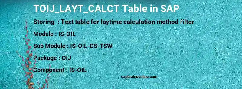 SAP TOIJ_LAYT_CALCT table