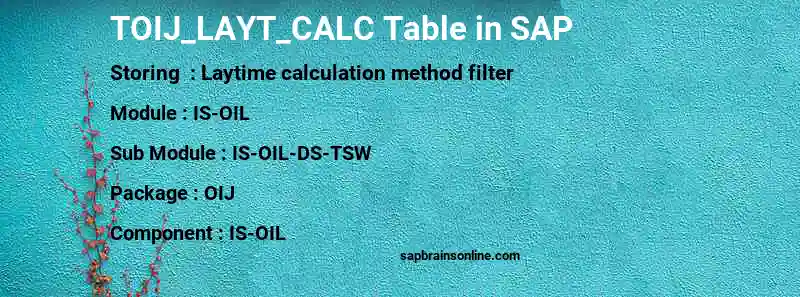 SAP TOIJ_LAYT_CALC table