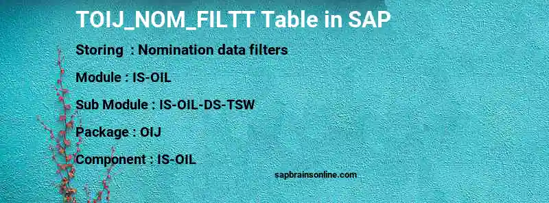 SAP TOIJ_NOM_FILTT table