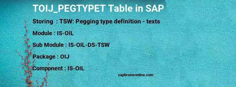 SAP TOIJ_PEGTYPET table