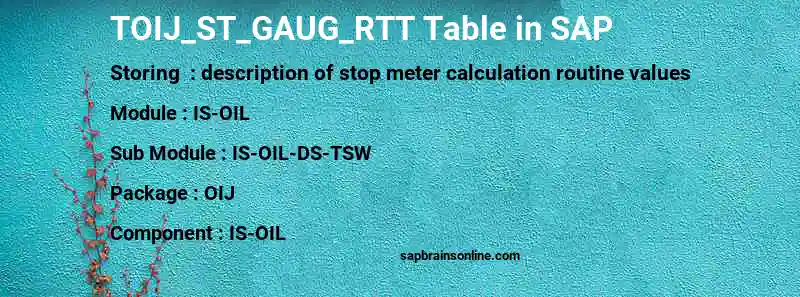 SAP TOIJ_ST_GAUG_RTT table