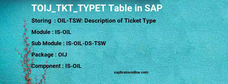 SAP TOIJ_TKT_TYPET table