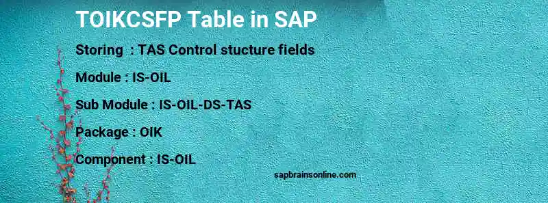 SAP TOIKCSFP table