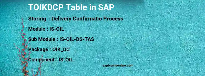 SAP TOIKDCP table