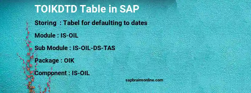 SAP TOIKDTD table