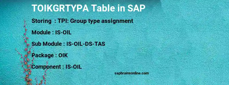 SAP TOIKGRTYPA table