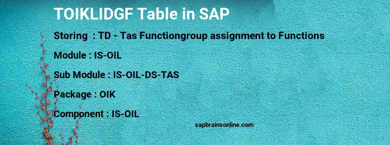 SAP TOIKLIDGF table
