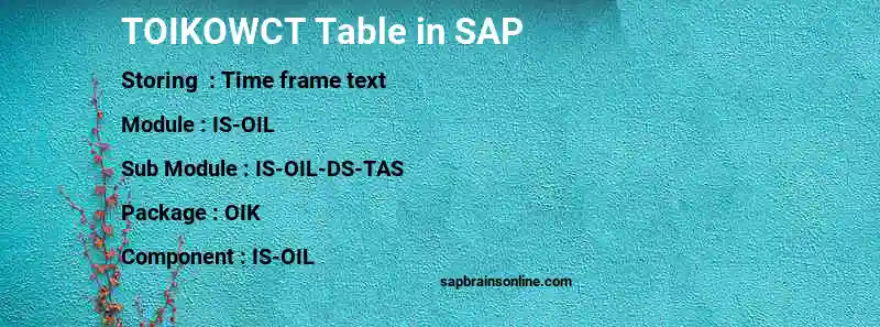 SAP TOIKOWCT table