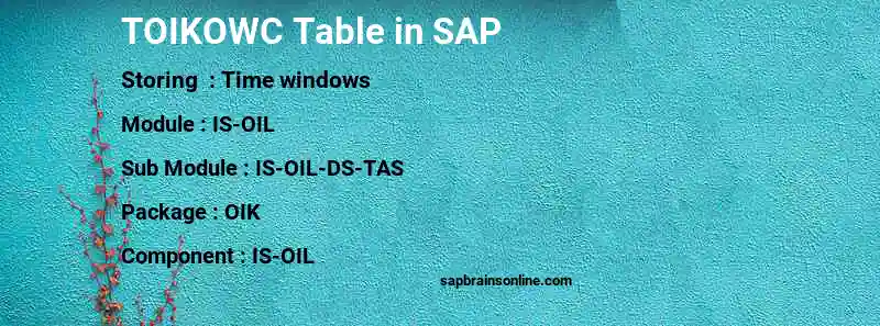 SAP TOIKOWC table