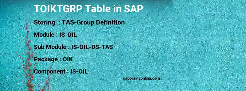 SAP TOIKTGRP table