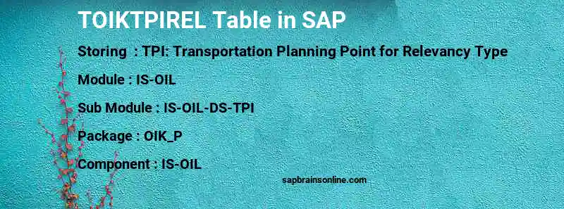 SAP TOIKTPIREL table