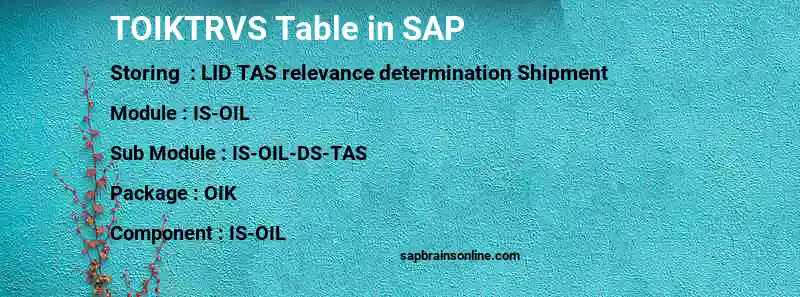 SAP TOIKTRVS table