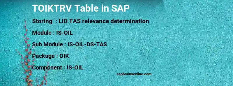 SAP TOIKTRV table