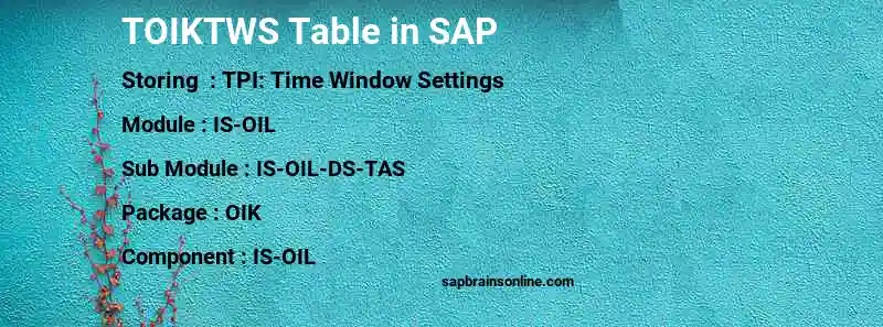 SAP TOIKTWS table