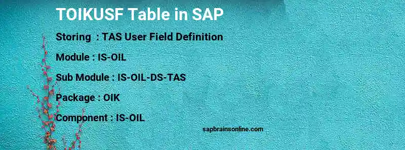 SAP TOIKUSF table