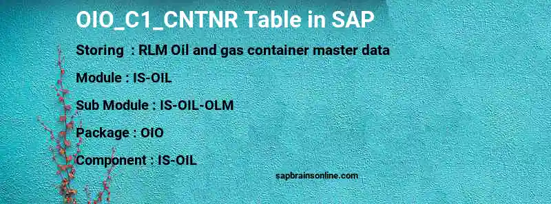 SAP OIO_C1_CNTNR table