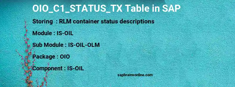 SAP OIO_C1_STATUS_TX table