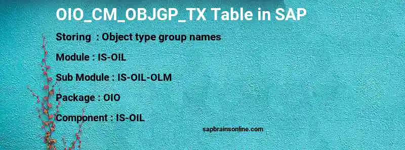 SAP OIO_CM_OBJGP_TX table