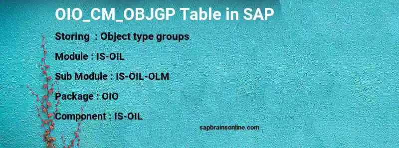 SAP OIO_CM_OBJGP table