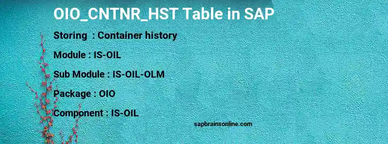 SAP OIO_CNTNR_HST table
