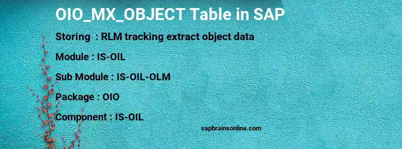 SAP OIO_MX_OBJECT table