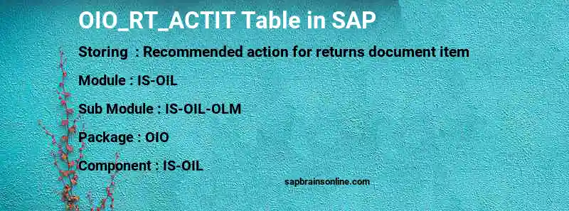 SAP OIO_RT_ACTIT table