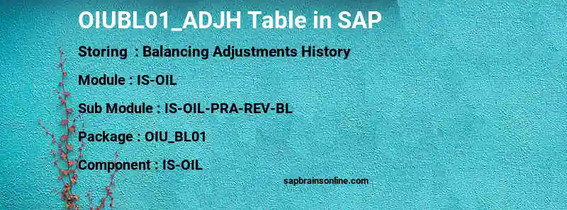 SAP OIUBL01_ADJH table