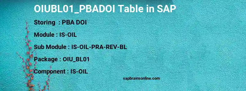 SAP OIUBL01_PBADOI table