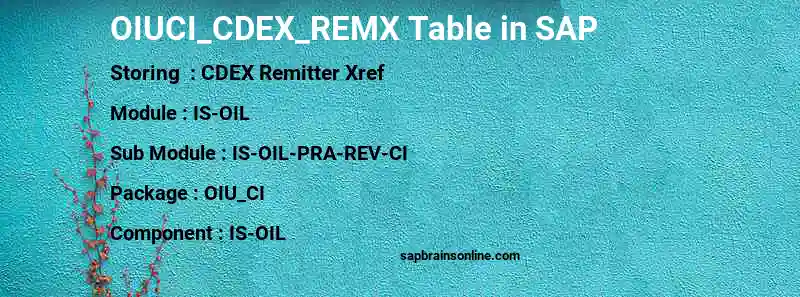 SAP OIUCI_CDEX_REMX table