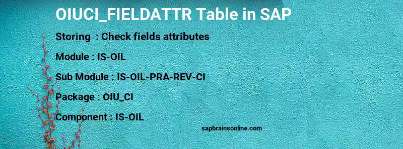 SAP OIUCI_FIELDATTR table