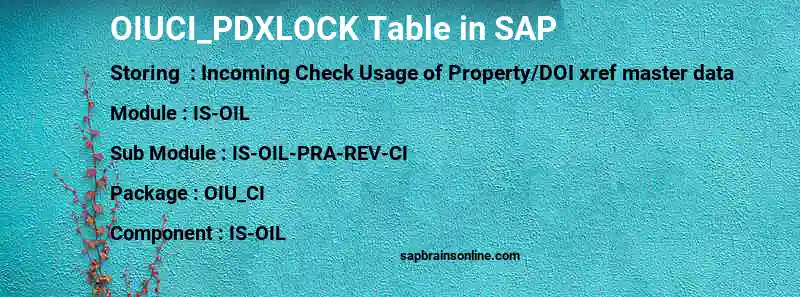 SAP OIUCI_PDXLOCK table
