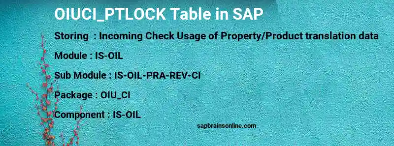 SAP OIUCI_PTLOCK table