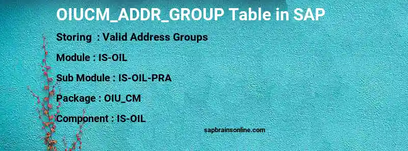 SAP OIUCM_ADDR_GROUP table