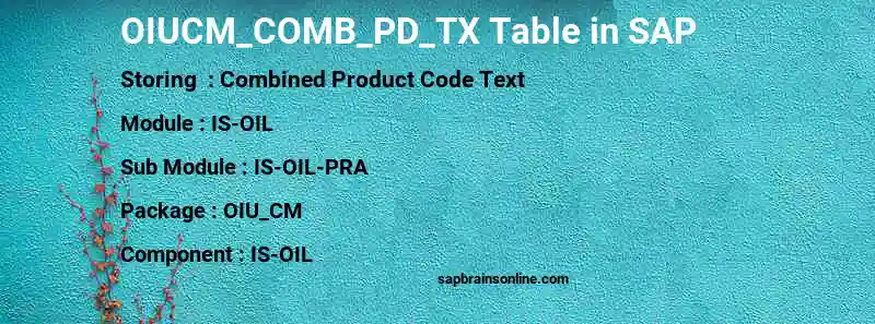 SAP OIUCM_COMB_PD_TX table