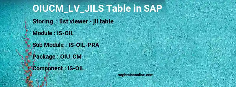 SAP OIUCM_LV_JILS table
