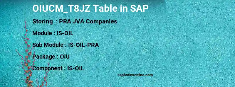 SAP OIUCM_T8JZ table