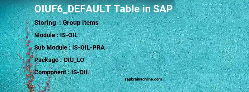 SAP OIUF6_DEFAULT table