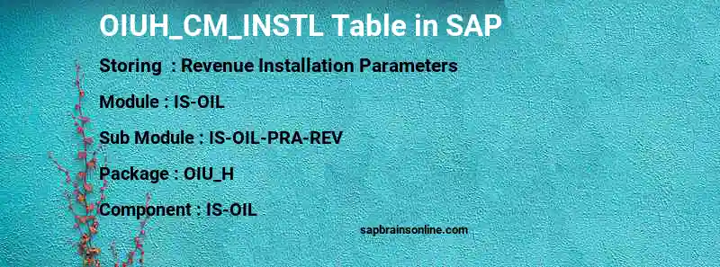 SAP OIUH_CM_INSTL table